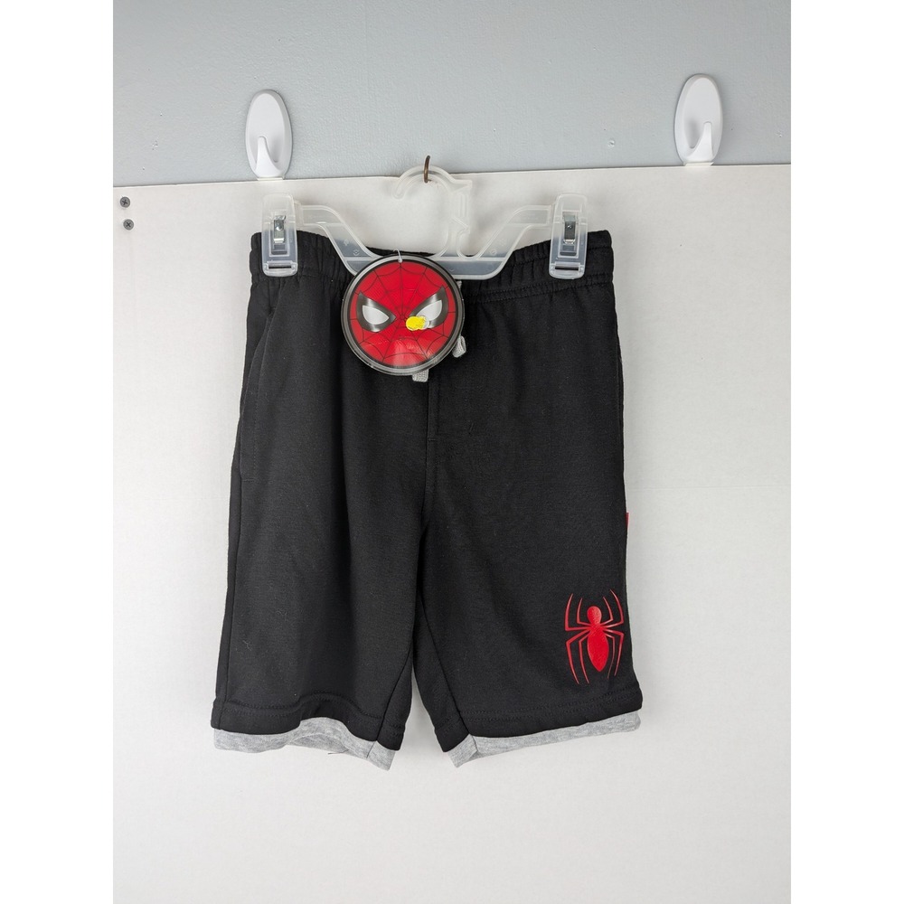 Kids Spiderman Black Athletic Shorts with‎ Spider Logo Size M 8